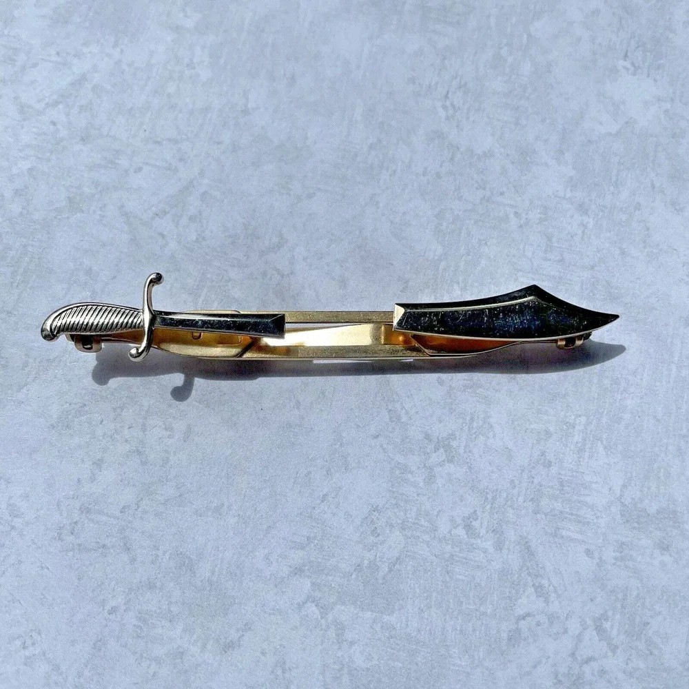 Vintage ANSON Gold Tone Sword Knife TIE‎ CLIP 3 1/2